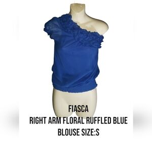 Blue Ruffled One-Shoulder Top